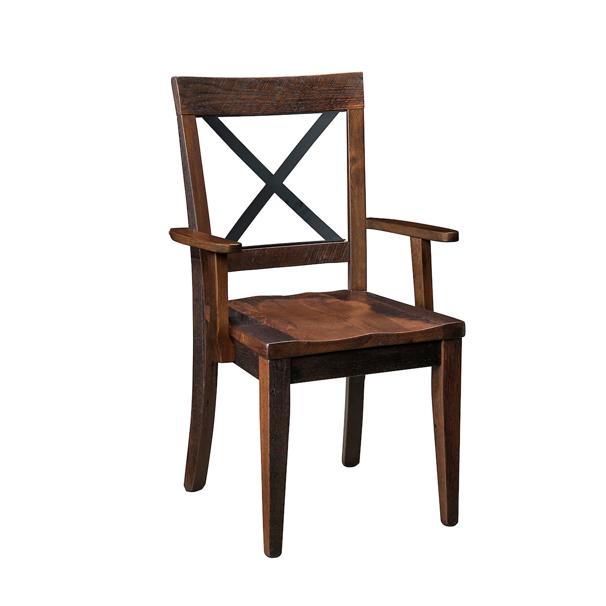 Urban Barnwood Furniture Bordon Amish made Arm Chair with Metal X Back