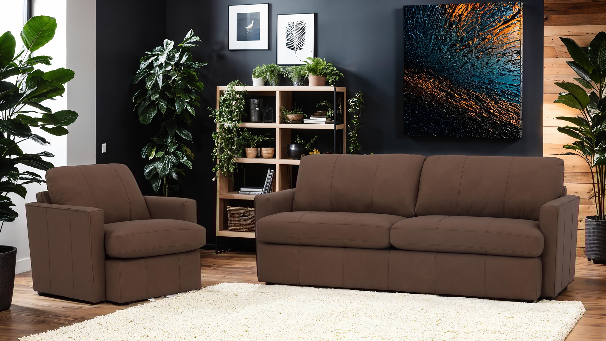 Leather Track Arm Chair and a Half