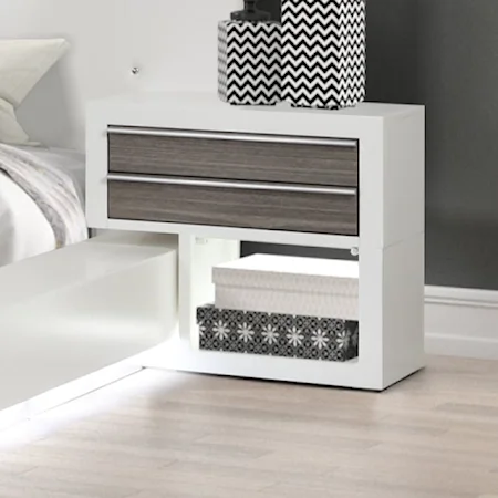Contemporary 1-Drawer Lighted Nightstand