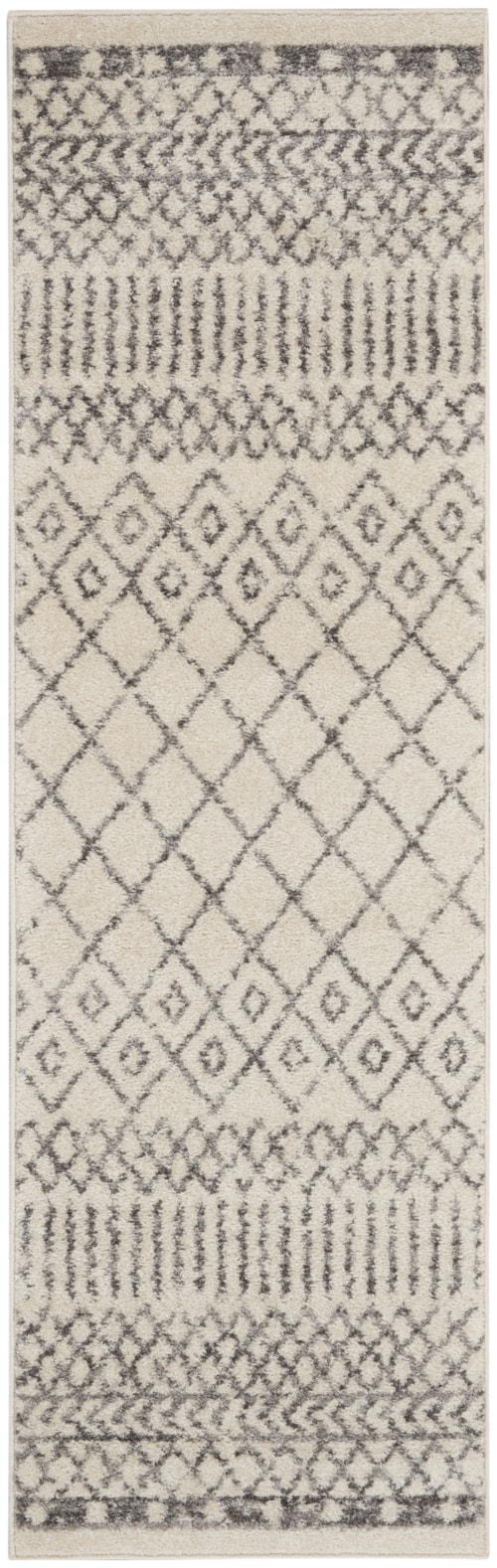 1'10" x 6' Ivory/Grey Runner Rug