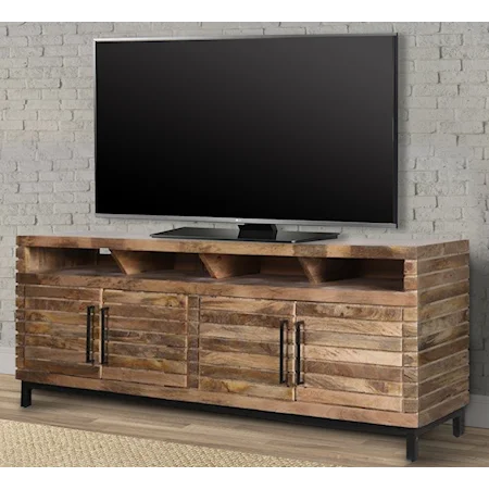 Rustic 86 in. TV Console with Cord Management
