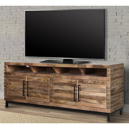 Rustic 86 in. TV Console with Cord Management