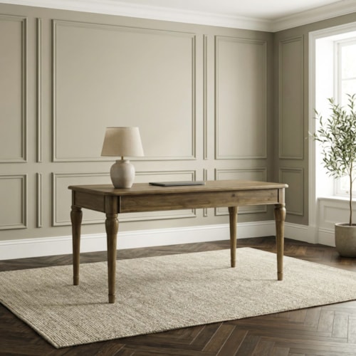 Traditional Writing Table with Center Flip-Down Keyboard Tray