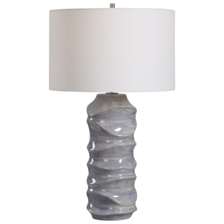 Waves Blue &amp; White Table Lamp