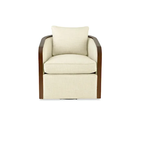 Transitional Swivel Chair with Throw Pillow