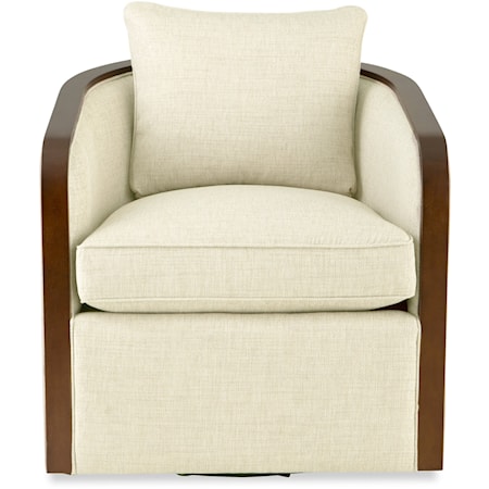 Transitional Swivel Chair with Throw Pillow