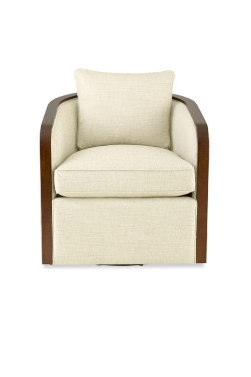 Transitional Swivel Chair with Throw Pillow