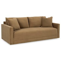 Contemporary Honey Velvet Sofa with Bench Seat