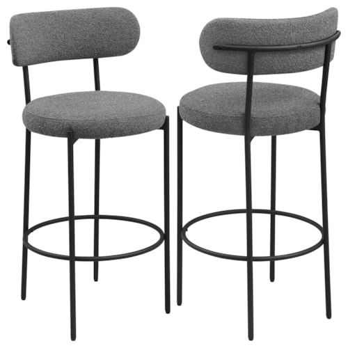 Viola Boucle Upholstered Bar Chair Grey (Set Of 2)