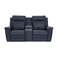 Asher Contemporary Power Reclining Console Loveseat with Power Headrest & Lumbar