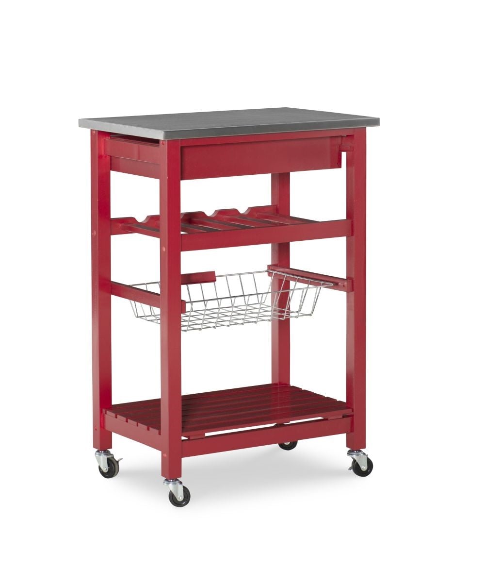 Kitchen Island Red Stainless Steel Top