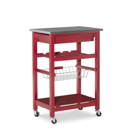 Kitchen Island Red Stainless Steel Top