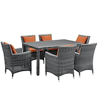 Summon Coastal 7-Piece Patio Sunbrella® Dining Set - Gray/Tuscan
