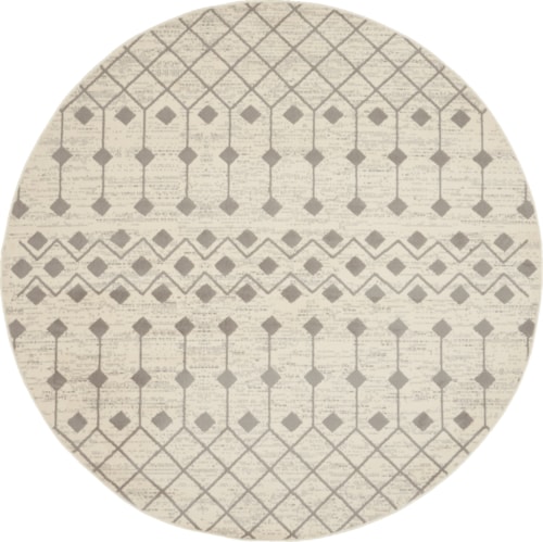 8'  Ivory/Grey Round Rug