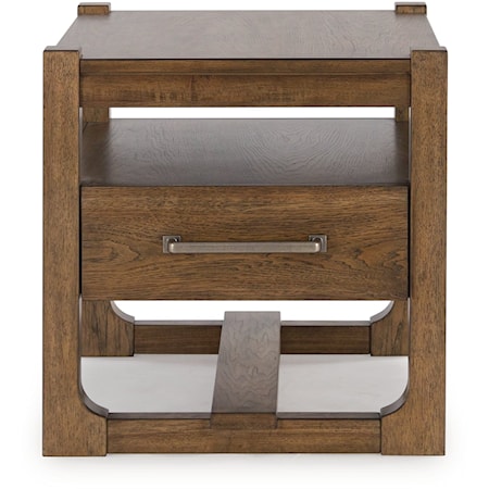 Casual Square End Table with Drawer