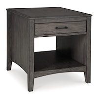 Casual 1-Drawer End Table with Storage Shelf