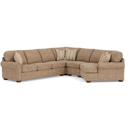 Traditional 4 Seat Sectional Sofa with Nailhead Trim