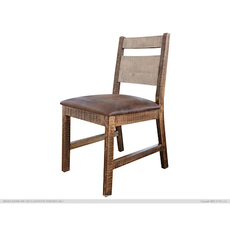 Rustic Faux Leather Upholstered Dining Side Chair