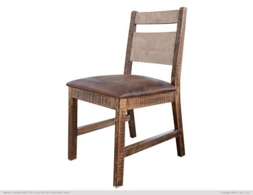 Rustic Faux Leather Upholstered Dining Side Chair