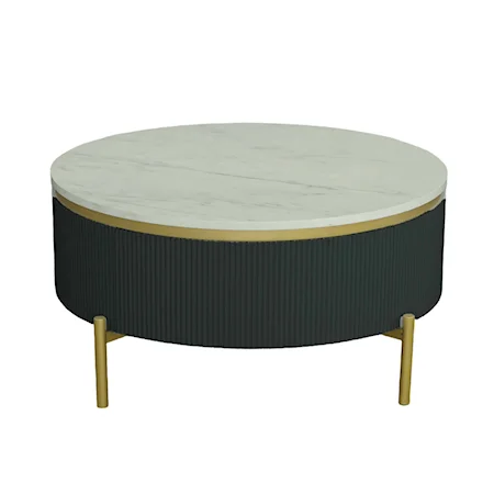 Transitional Cocktail Table with Faux Marble Top