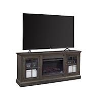 Transitional 76" TV Console with Built-In Fireplace