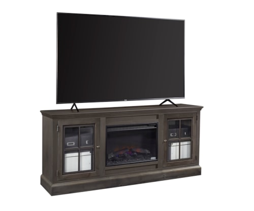 Transitional 76" TV Console with Built-In Fireplace