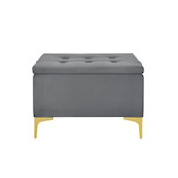 Transitional Storage Bench with Grid-Tufted Seat in Charcoal