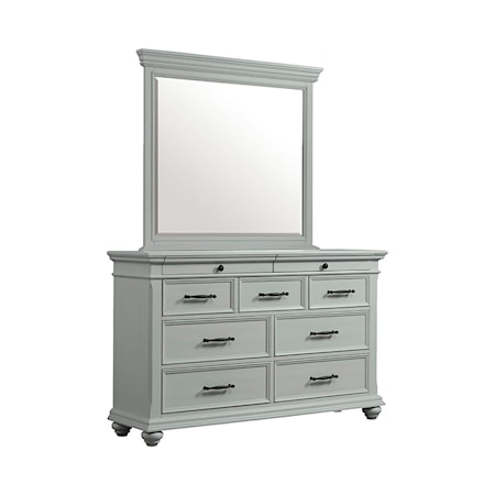 Dresser Mirror with Light Grey Trim