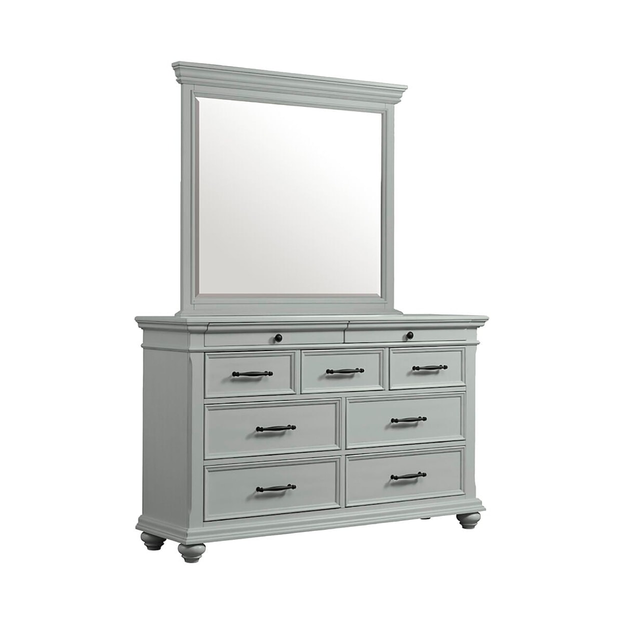 Elements International Slater Dresser Mirror with Light Grey Trim