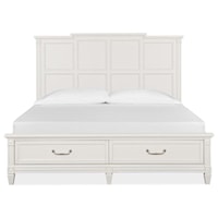 Cottage Style King Panel Bed with Storage
