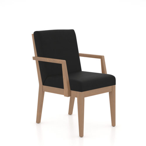 Contemporary Upholstered Dining Armchair w/Faux-Leather Upholstery