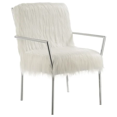 Contemporary Accent Chair with Faux Sheepskin