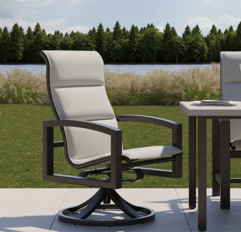 Tropitone Lakeside High-Back Padded Sling Dining Swivel Rocker