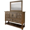 International Furniture Direct Stone Brown Dresser and Mirror