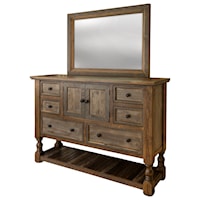 Dresser and Mirror with Felt-lined Top Drawers