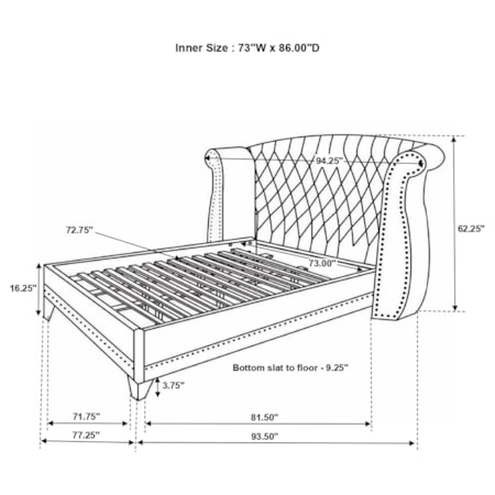 Barzini Cal King Wingback Bed