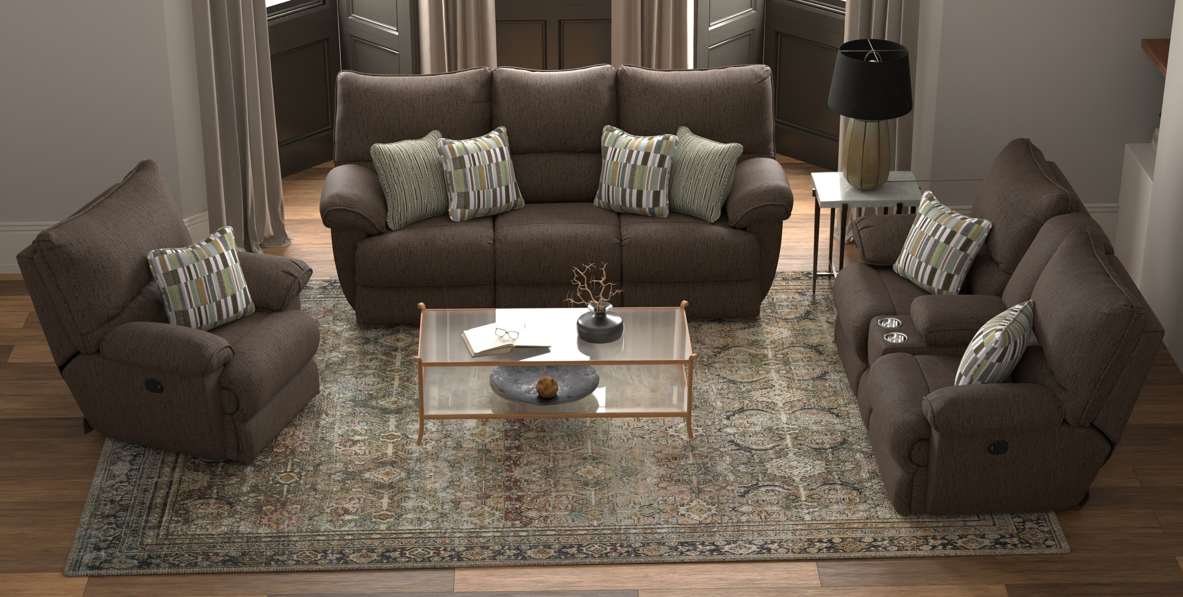 Catnapper Lenny Lay Flat Power Reclining Console Loveseat