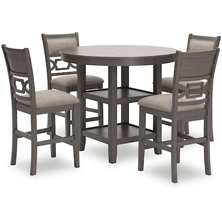 Counter Height Dining Table And 4 Barstools (Set Of 5)