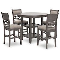 Counter Height Dining Table And 4 Barstools (Set Of 5)