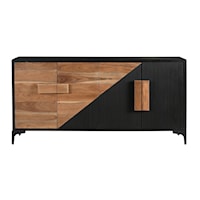 Transitional 4 -Door Credenza with Two-Tone Finish