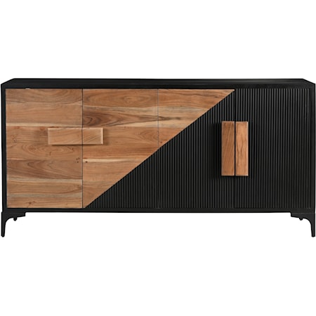 Transitional 4 -Door Credenza with Two-Tone Finish