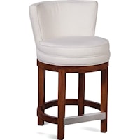 Transitional Round Upholstered Bar Stool