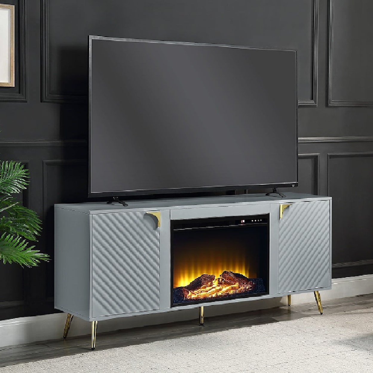 Acme Furniture Gaines Tv Stand W/Fireplace