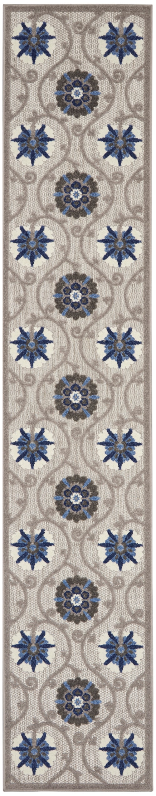 2'3" x 12' Grey/Blue Runner Rug