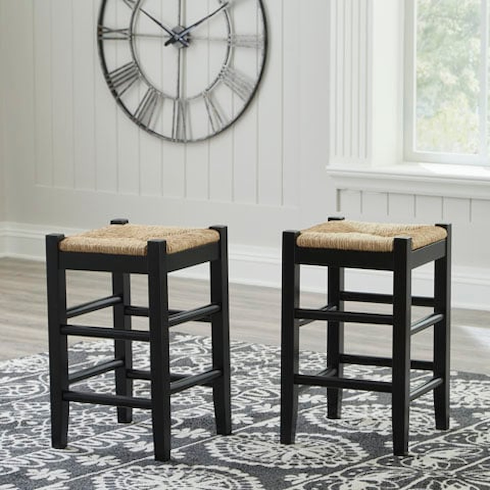 Ashley Furniture Signature Design Mirimyn D508124 Black Counter Height Bar Stool with Woven