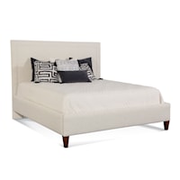 Transitional King Upholstered Panel Bed with Nailhead Trim