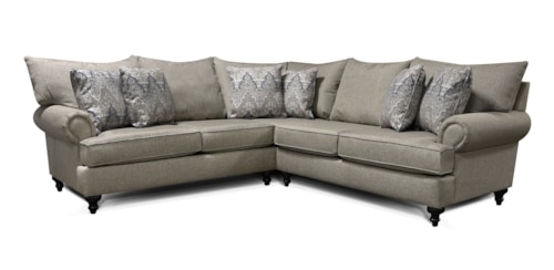 Traditional 2-Piece Sectional Sofa with Turned Legs