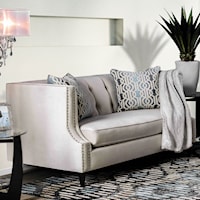 Transitional Love Seat with Nailhead Trim and Button Tufting