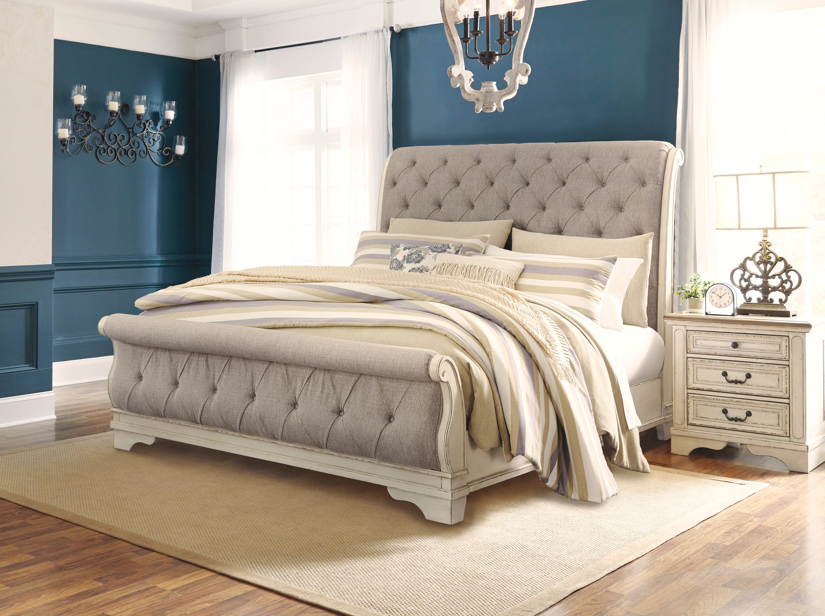 Ashley upholstered store sleigh bed