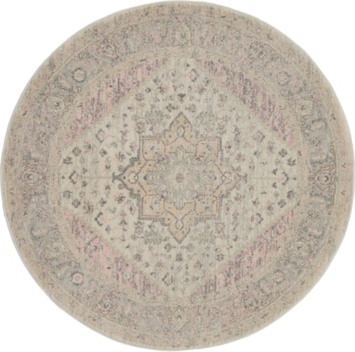 5'3"  Ivory/Pink Round Rug